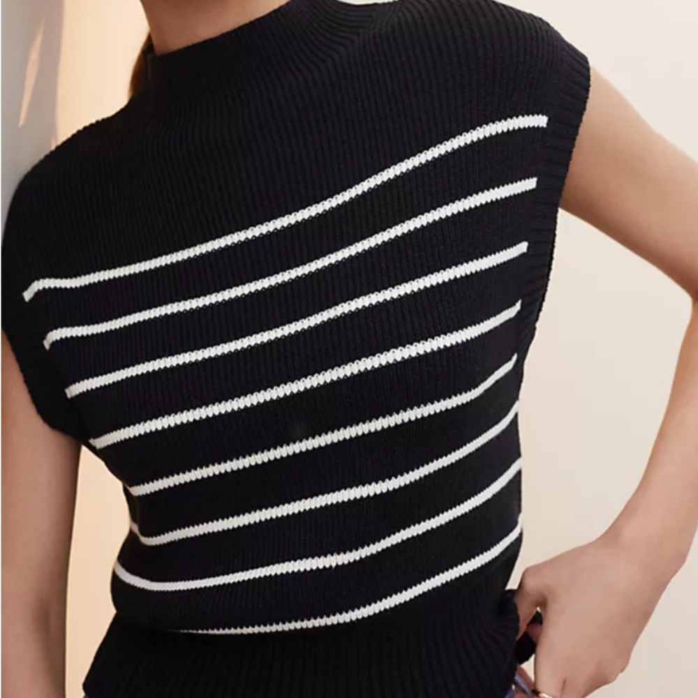 Anthropologie Maeve Black and White Striped Knit Top